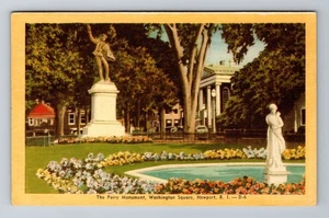 Newport, RI-Rhode Island, Washington Square Perry Monument, Vintage Postcard - Picture 1 of 2