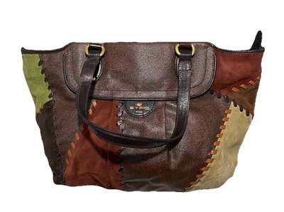ETRO BROWN leather &Suede Patchwork EtroMilano Handbag W/Decorative Stitching VG - Image 1 of 4