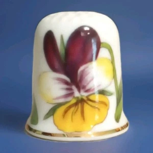 Vintage Portmeirion Fine Bone China Fingerhut Stiefmütterchen Blume Marienkäfer Made In England - Bild 1 von 6