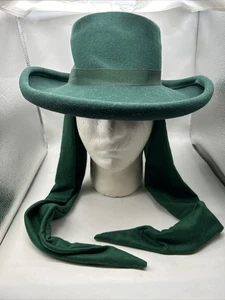 Vintage Importina Doeskin Felt Green Wool Hat - New With tags - Picture 1 of 9