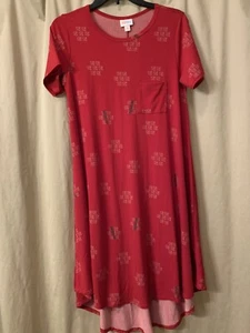 Lularoe Red w/White Blocks Pattern Carly Dress Size X-Small Hi-Lo Style - Picture 1 of 5