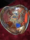Vintage Triangle Heart Murano Italy Italian Venetian Art Glass Dish Bowl Barbini