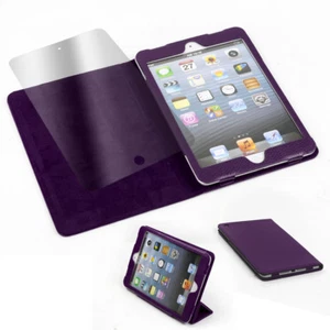 NEW CASE COVER+SCREEN PROTECTOR PU LEATHER PURPLE WAKE SLEEP ON/OFF IPAD MINI - Picture 1 of 1