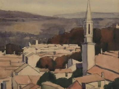 Eveline Winifred Syme 1929 Art Print – Roof Lines Australian Modernist Landscape - Image 1 of 2