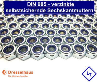 DIN 985 Selbstsichernde Muttern verzinkt Kl.8 M4 M5 M6 M8 M10 M12 M14 M16 18 M20 - Bild 1 von 4
