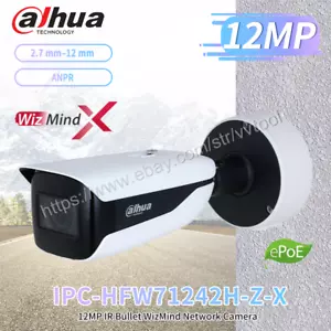 Cámara IP Dahua 12MP 4x Zoom Bullet ANPR 2,7–12 mm IR60m PoE IPC-HFW71242H-Z-X - Imagen 1 de 4