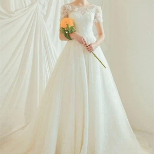 Handmade Lace Applique Tulle A-Line Wedding Dress Size 2 - Picture 1 of 9