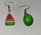 Watermelon Earrings Silver Wire Fruit Charm Melon Refreshing Jewelry