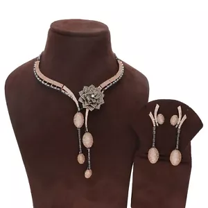 Elegant Cz Rose Blume Halskette Und Ohrring Set für Damen - Bild 1 von 13