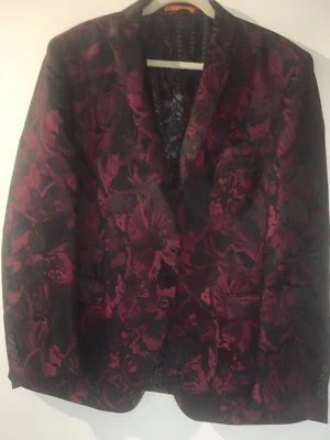 Tallia Hombre Vestido Chaqueta Blazer Rojo Negro Borgoña 48R Calce Ajustado Precioso Lux $250 Foto 1 de 4