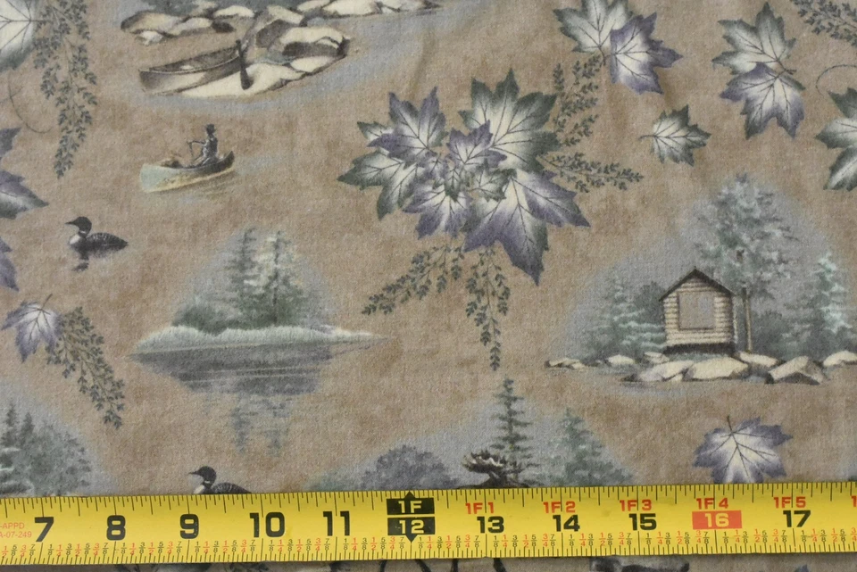 By 1/2 Yd, "Canoe Country" Scenes on Brown Flannel, Moda, Holly Taylor, P8944 - Image 1 of 4