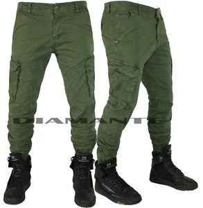Pantaloni uomo Cargo tasconi laterali multitasche casual slim elasticizzati 584 - Imagen 1 de 13