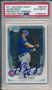 Javier Baez Chicago Cubs Auto Signed 2011 Bowman Chrome Draft Card #BDPP6 ~ PSA - Picture 1 of 7