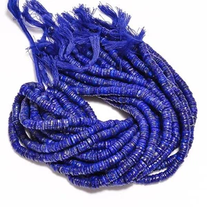 Natural Lapis Lazuli Gemstone Rondelle Shape Smooth Beads 6X6X2mm Strand 8" B349 - Picture 1 of 2
