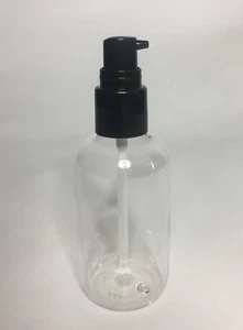 100ml Quality PET Plastic Clear Boston Bottles & Black Serum Pump *ANY AMOUNT* - Picture 1 of 1