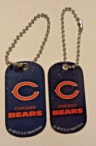 2 NFL Chicago Bears Blue Logo Dog Tags Key chains backpacks party Gift - Picture 1 of 2