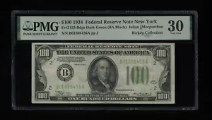 DBR 1934 $100 DGS FRN New York Fr. 2152-Bdgs PMG 30 Serial B01888456A - Picture 1 of 2