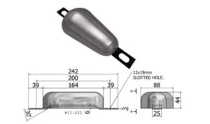 Ánodo de pera de aluminio 8" 200 mm Ánodo de pera Metec 1 kg - Imagen 1 de 1