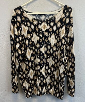 Verve Ami Women's Black Printed Lightweight Cardigan Sweater - Size XL - Image 1 of 4