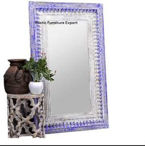 Bia Wooden Carved Mirror Frame (Purple Distress)