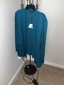 NWT Ming Wang Deep Green Knit Single Hook Jacket Cardigan Size 3X MSRP $345 - Picture 1 of 10
