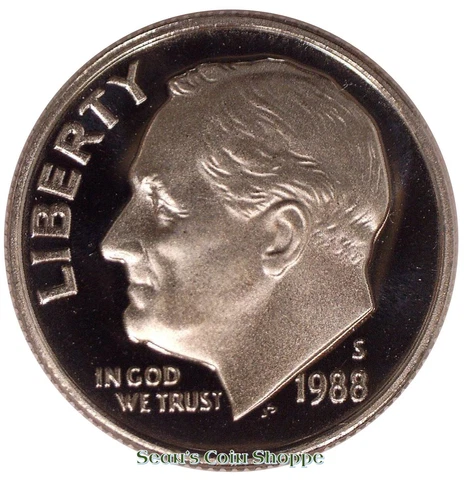 1988 S Roosevelt Dime 10C Gem Deep Cameo Proof San Francisco Free Shipping! Cover