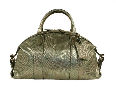 Bolso Cartera Ralph Lauren Etiqueta Púrpura Metálica Pitón Boston Nuevo $3950 Foto 1 de 4