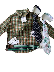Janie & Jack Boys Lote 2T Nuevo Con Etiquetas Otoño Vacaciones Fotos Corbata Cinturón - Imagen 1 de 6