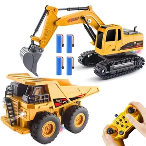 Juego de juguetes excavadora y camión volquete RC para niños, 2,4 GHz 11 canales de control doble... - Imagen 1 de 6