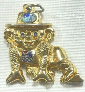Sydney Olympics Mascot 2000 Willy Koala Australia Opal Gold Metal Charm Pendant - Picture 1 of 5