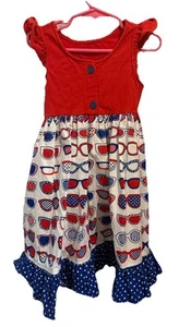 Eleanor Rose Kirby Dress Red White Blue Patriotic Sunglasses Pockets Size 6/7 - Picture 1 of 7