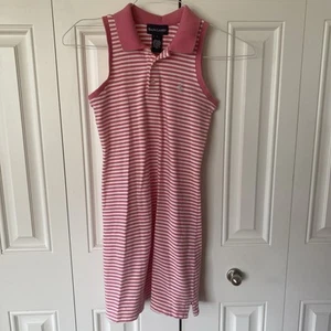 Ralph Lauren Dress Girls size L Pink and White Striped Cotton - Picture 1 of 10