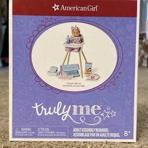 AMERICAN GIRL CARING FOR BABY Set WITH 7.75" doll Little Bitty High Chair NEW - Picture 1 of 2