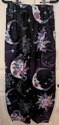 Celestial Sun Moon Stars Elastic Waist Pants Size Small 26" x 28" - Image 1 of 4