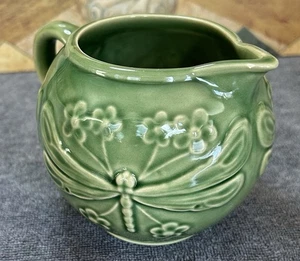 DRAGONFLY Green 12 Oz Creamer Vintage Bordallo Pinheiro Portugal - Picture 1 of 8