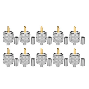 10Pcs UHF PL-259 Male Crimp Connectors For RG58 RG142 LMR195 Type Coax Cable - Zdjęcie 1 z 11