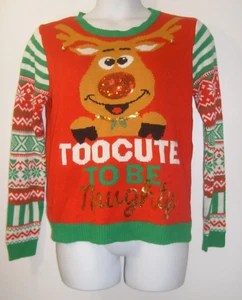 No Boundries Size XXL (19) Christmas Reindeer Pullover Sweater with Bells - Picture 1 of 3