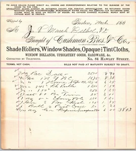 Boston, MA Cushman Bros. Hardware c1888 Billhead JP Marsh Bethel, sehr guter Zustand selten - Bild 1 von 2