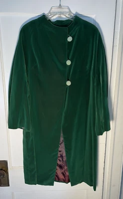Abrigo Terciopelo Verde Vintage Años 50 60 Manga 3/4 Talla L. c630 Foto 1 de 4