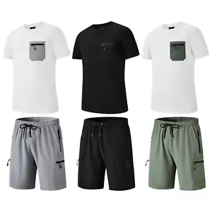 Neu Herren T-Shirt + Shorts Set Cargo Utility Baumwolle T-Shirt Nylon Shorts - Bild 1 von 31