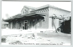 Photo Reading RR Station Under Construction in 1931 in Royersford, PA. Reprint - Picture 1 of 2