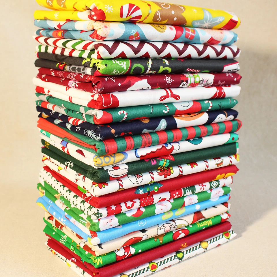 20 Sewing Precut Cotton Christmas Quilting Fabric Scraps Remnants Bundle Squares - Image 1 of 4
