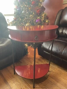Home interiors Vintage Half-Moon Console Table Classic Table Burgundy Nightstand - Picture 1 of 17