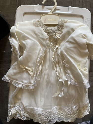 OFF WHITE Vestito Vintage Neonato Bambino Battesimo Off White E Pull Over 2pz.