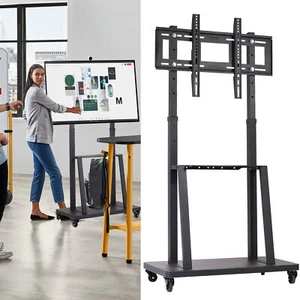 Extra Large Corner Floor 2-Tier Shelves TV Stand Rolling Cart for 32"-80" Screen - Picture 1 of 12