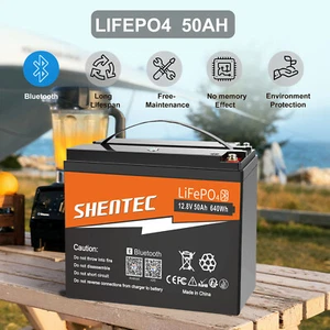 LiFePO4 50Ah 12V Lithium Battery 6000+ Cycel BMS Bluetooth Solar Storage Battery - Picture 1 of 17