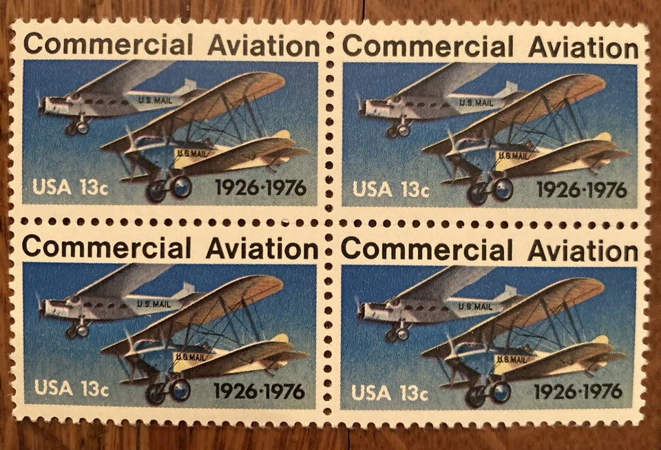Block of 4 U.S. Stamps: “Commercial Aviation, 1926-1976” - Image 1 of 1