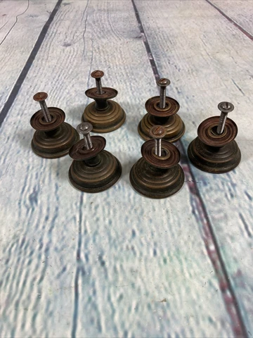 Vintage Brass Pull Knobs Handles Set of 6 Floral Decor - Dresser Chest of Drawer Cover