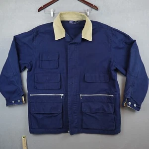 Vintage Nautica Jacket Chore Barn Coat Cord Collar Canvas Size XL Navy 90s EUC - Picture 1 of 13