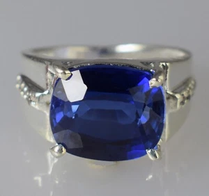 Natürlicher Ceylon blauer Saphir 12,36 ct Kissen Edelstein zertifiziert Ring siehe Video - Bild 1 von 7